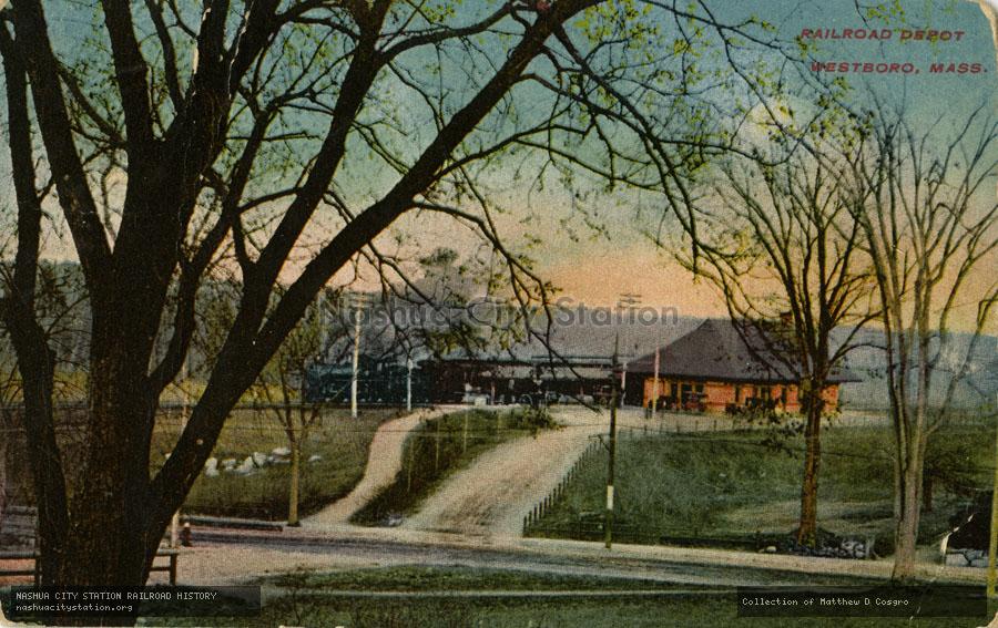 Postcard: Railroad Depot, Westboro, Massachusetts